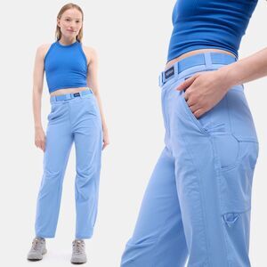 NWT Halfdays Bastille Trail Pants Womens Medium Forget Me Not Blue Hiking Belted